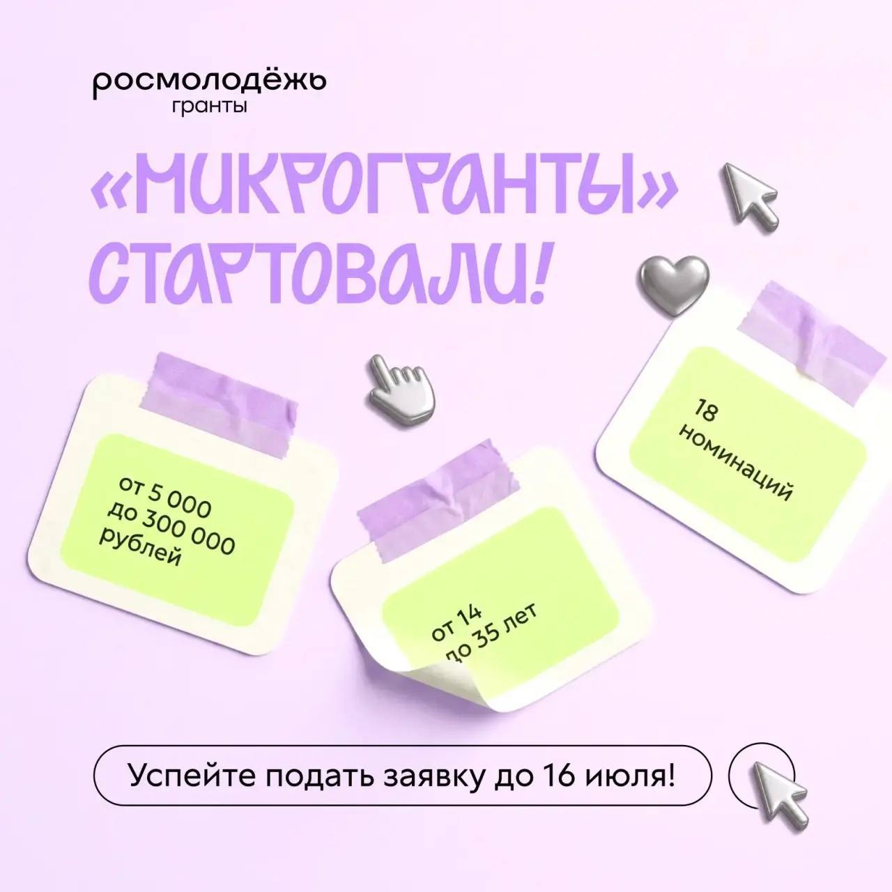 Продолжается приём заявок на конкурс «Росмолодёжь.Микрогранты»